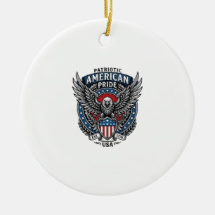 Patriotic Battle Hawk Patriotic Eagle & Hawk 4th o Ceramic Ornament