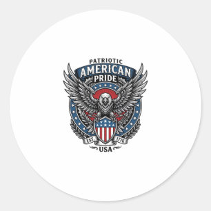 Patriotic Battle Hawk Patriotic Eagle & Hawk 4th o Classic Round Sticker