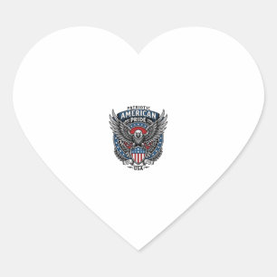 Patriotic Battle Hawk Patriotic Eagle & Hawk 4th o Heart Sticker