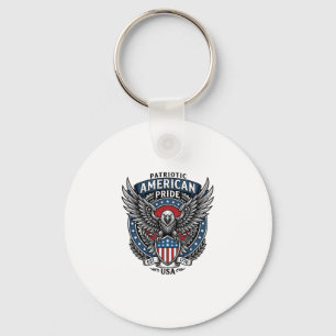 Patriotic Battle Hawk Patriotic Eagle & Hawk 4th o Keychain