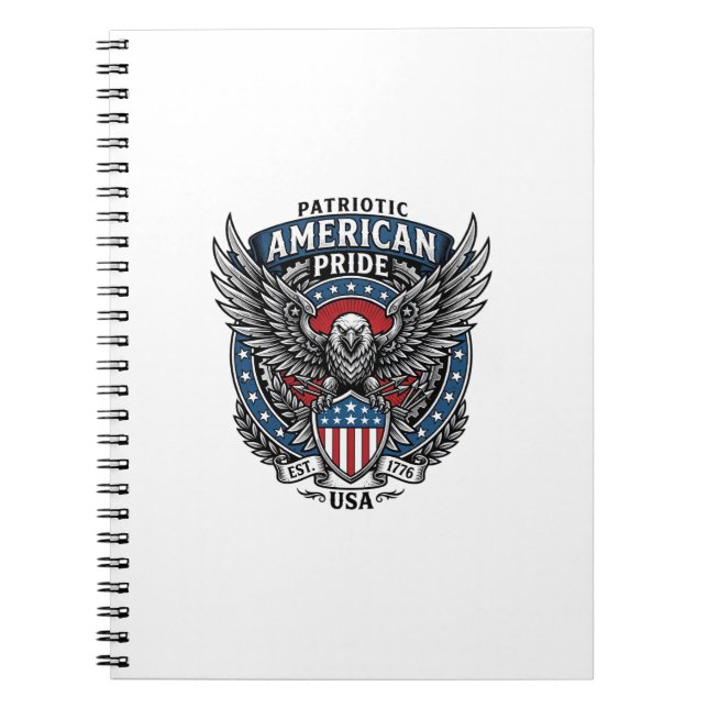 Patriotic Battle Hawk Patriotic Eagle & Hawk 4th o Notebook (Front)