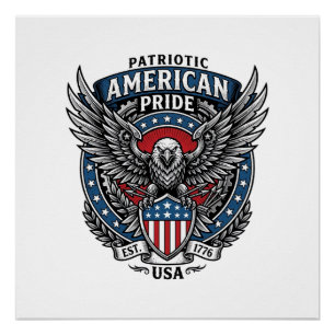 Patriotic Battle Hawk Patriotic Eagle & Hawk 4th o Poster