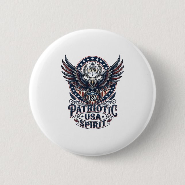Patriotic Battle Hawk Patriotic Eagle & Hawk Ameri 2 Inch Round Button (Front)