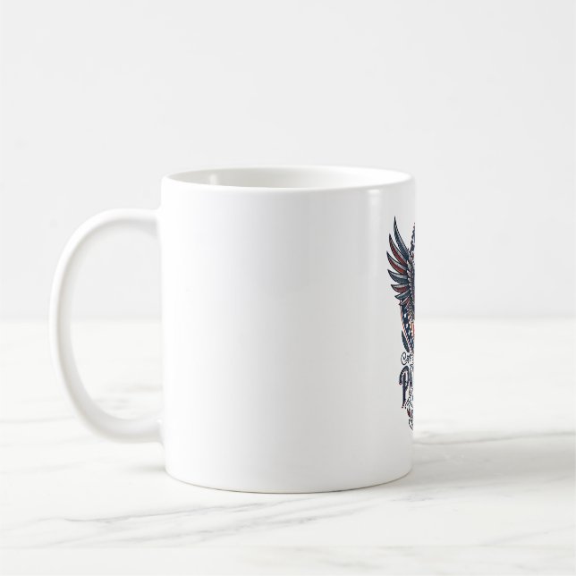 Patriotic Battle Hawk Patriotic Eagle & Hawk Ameri Coffee Mug (Left)