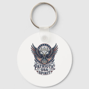 Patriotic Battle Hawk Patriotic Eagle & Hawk Ameri Keychain