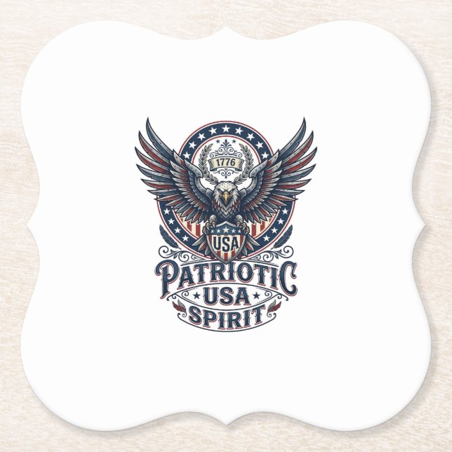 Patriotic Battle Hawk Patriotic Eagle & Hawk Ameri Paper Coaster (Front)