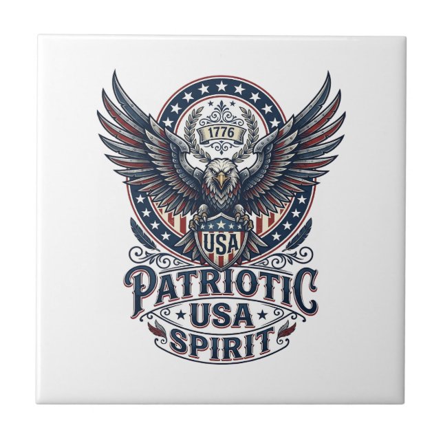 Patriotic Battle Hawk Patriotic Eagle & Hawk Ameri Tile (Front)