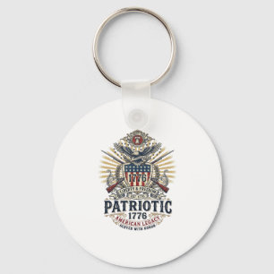 Patriotic Battle Shield 1776 Military Inspired Sym Keychain