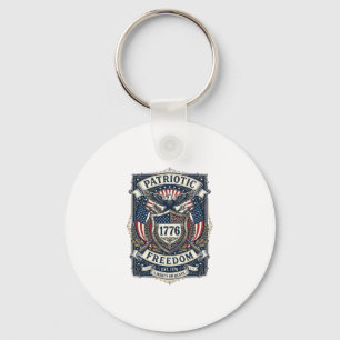 Patriotic Battle Shield 1776 Military Inspired Sym Keychain