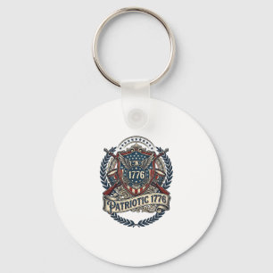 Patriotic Battle Shield 1776 Military Inspired Sym Keychain