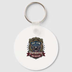 Patriotic Battle Shield 1776 Military Inspired Sym Keychain