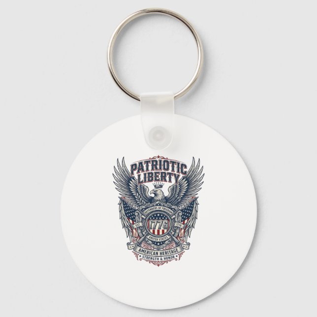 Patriotic Battle Shield 1776 Military Inspired Sym Keychain (Front)