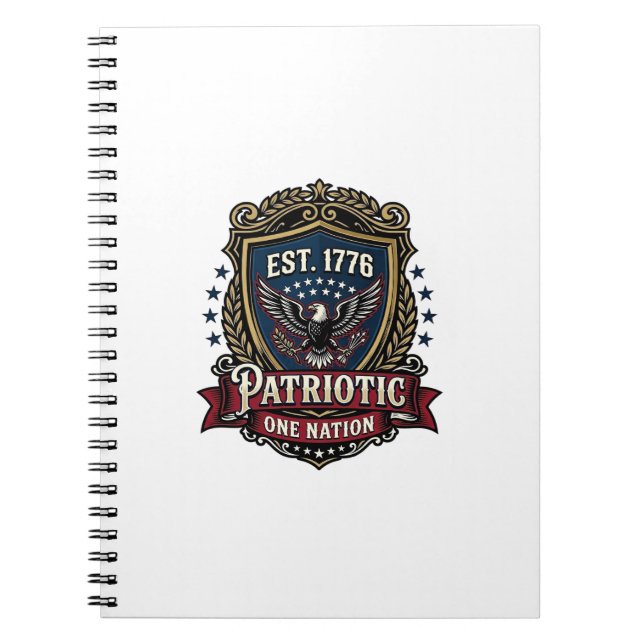 Patriotic Battle Shield 1776 Military Inspired Sym Notebook (Front)