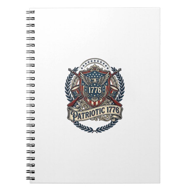 Patriotic Battle Shield 1776 Military Inspired Sym Notebook (Front)