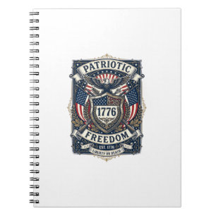 Patriotic Battle Shield 1776 Military Inspired Sym Notebook