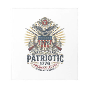 Patriotic Battle Shield 1776 Military Inspired Sym Notepad