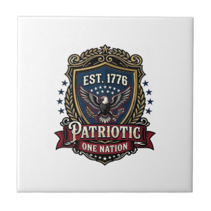 Patriotic Battle Shield 1776 Military Inspired Sym Tile