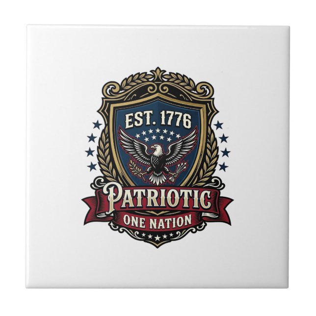 Patriotic Battle Shield 1776 Military Inspired Sym Tile (Front)