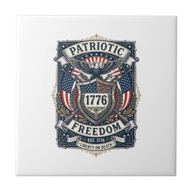 Patriotic Battle Shield 1776 Military Inspired Sym Tile (Front)