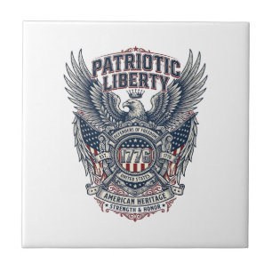 Patriotic Battle Shield 1776 Military Inspired Sym Tile