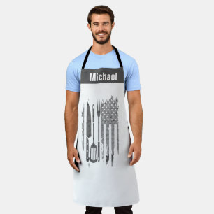 Patriotic BBQ Apron - Funny Flag Grill Master Gift
