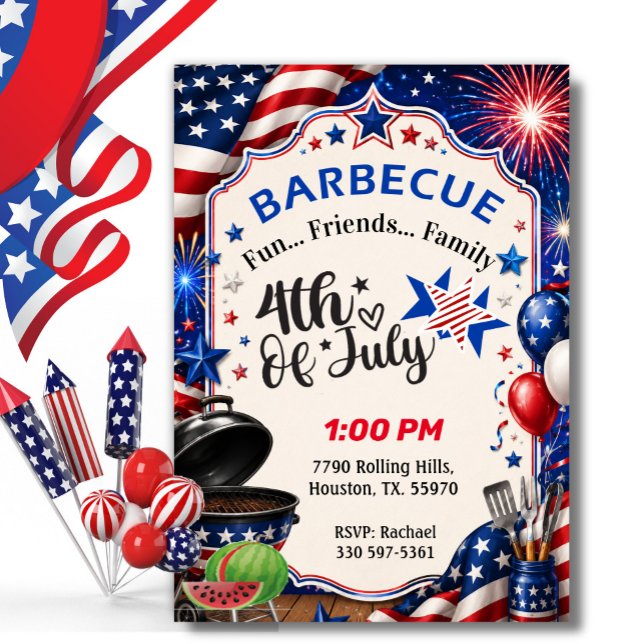 Patriotic BBQ Fourth Of July Invitation (Creator Uploaded)