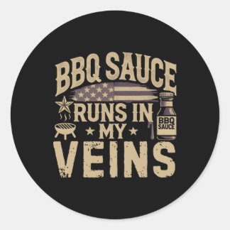 Patriotic Bbq Smoker Meat Smoking Usa Grilling Byr Classic Round Sticker