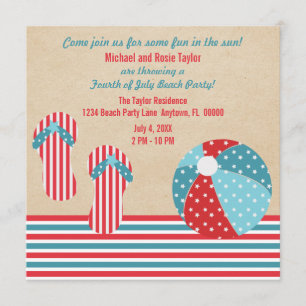 Patriotic Beach Party Invitation