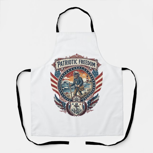 Patriotic Beachcomber Vector Graphic Tee_1 Apron (Front)