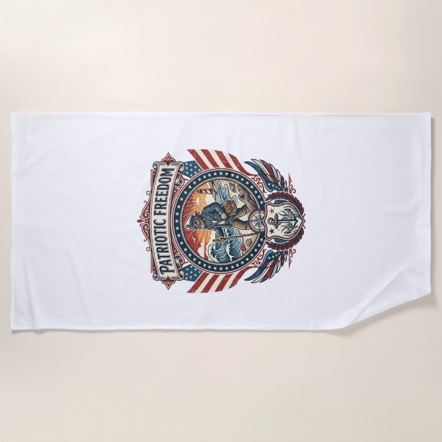 Patriotic Beachcomber Vector Graphic Tee_1 Beach Towel (Front)