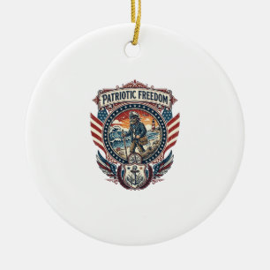 Patriotic Beachcomber Vector Graphic Tee_1 Ceramic Ornament