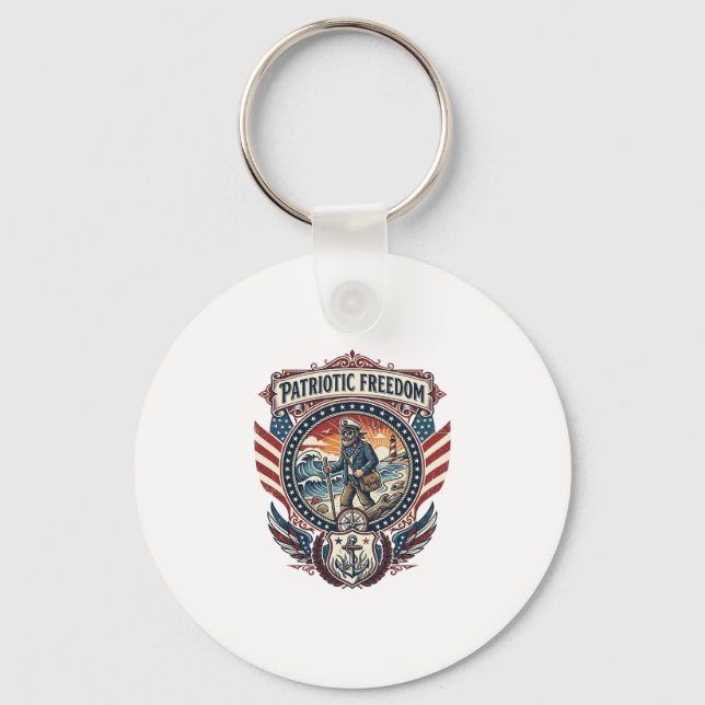 Patriotic Beachcomber Vector Graphic Tee_1 Keychain (Front)