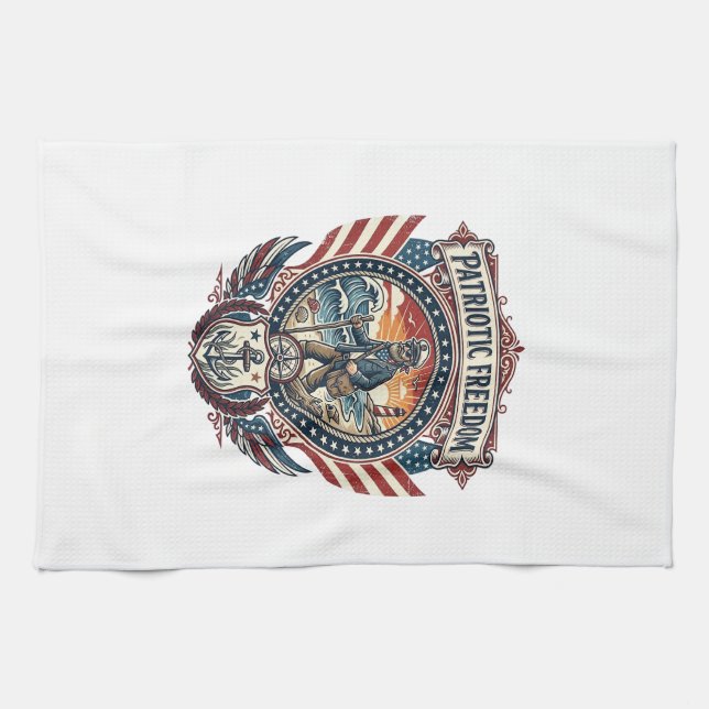 Patriotic Beachcomber Vector Graphic Tee_1 Kitchen Towel (Horizontal)