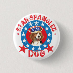 Patriotic Beagle 1 Inch Round Button