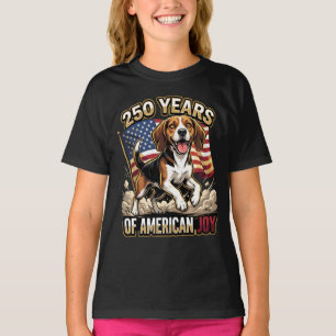 Patriotic Beagle Dog – 250 Years of American Joy T-Shirt