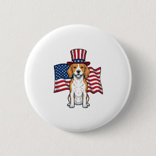 Patriotic Beagle Dog Flag Vintage Engraving Design 2 Inch Round Button