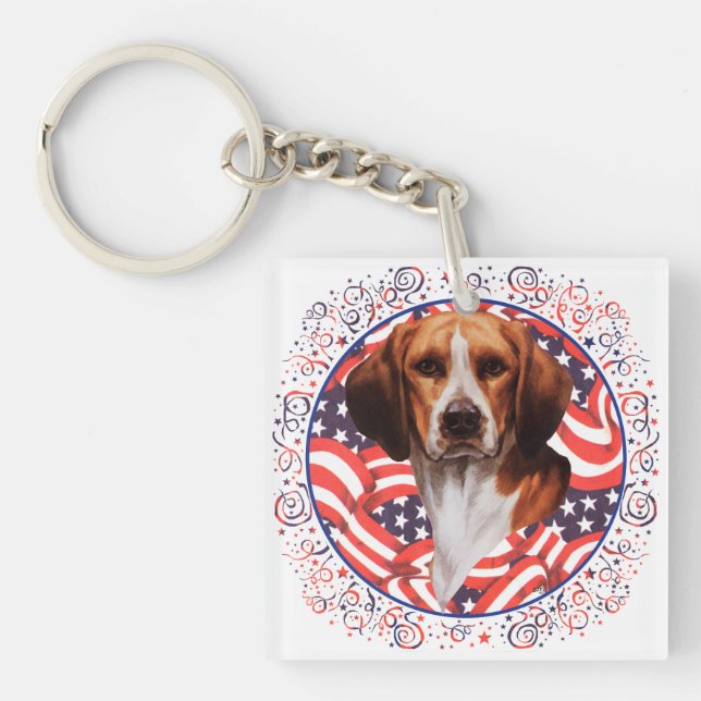 Patriotic Beagle Keychain (Front)