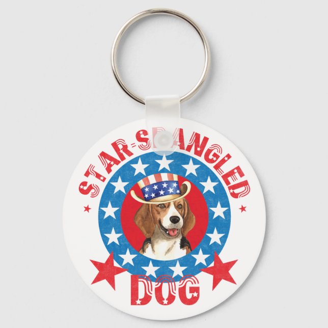Patriotic Beagle Keychain (Front)