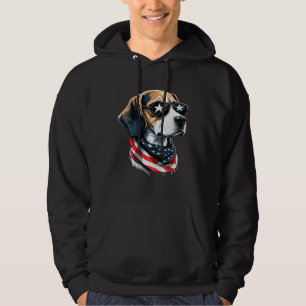 Patriotic Beagle Wearing USA Flag Patriotic Americ Hoodie