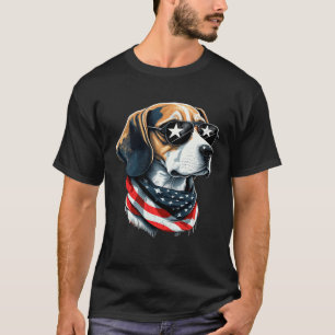 Patriotic Beagle Wearing USA Flag Patriotic Americ T-Shirt