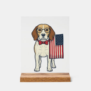Patriotic Beagle with Flag Vintage Vector Art_1 Acrylic Sign