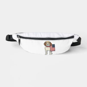 Patriotic Beagle with Flag Vintage Vector Art_1 Fanny Pack