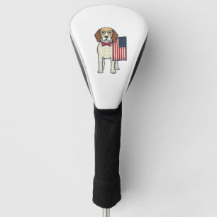 Patriotic Beagle with Flag Vintage Vector Art_1 Golf Head Cover