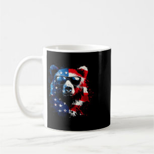 Patriotic Bear American Flag Grizzly Bear 4th Of J Coffee Mug