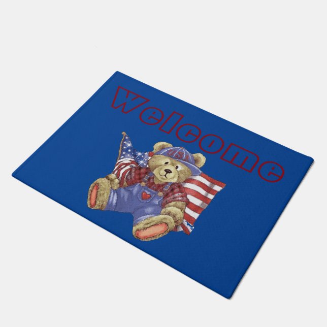 Patriotic Bear Doormat (Angled)