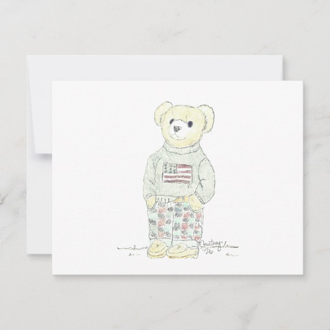 Patriotic Bear Holiday Card (Front)