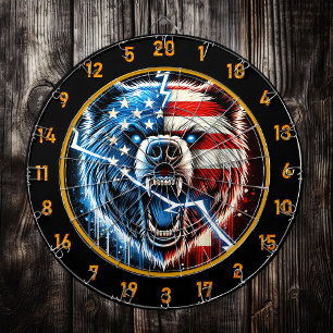 Patriotic Bear Lightning Ignites the Board Dartboard