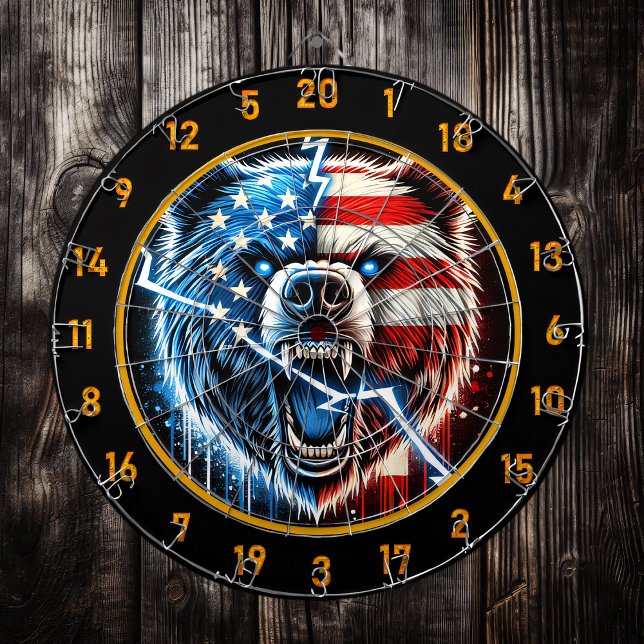 Patriotic Bear Lightning Ignites the Board Dartboard (Creator Uploaded)