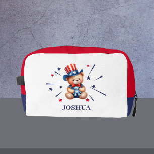 Patriotic Bear Personalized Kids Name Dopp Kit