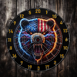 Patriotic Bear Power Strikes the Board Dartboard
